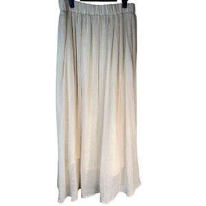 ZARA XS Pleated Maxi Two Layer Skirt In Cream